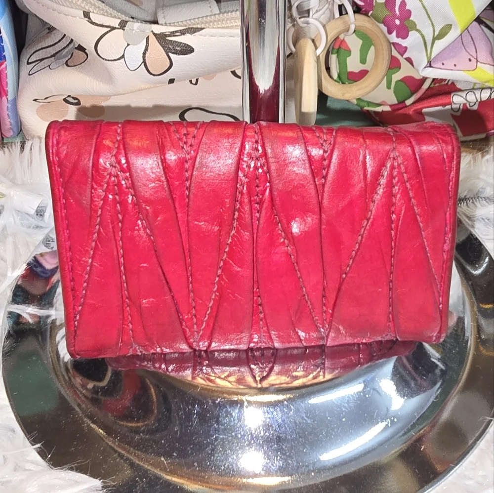 Miu Miu Vibrant Red Leather 6 Key Wallet guc rehabbed